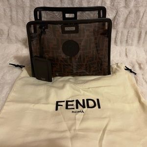 Fendi Peekaboo Defender Zucca Mesh Bag Brown